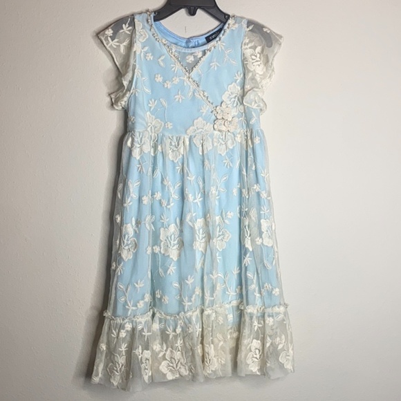 Zunie Other - Zunie Easter Blue Lace Overlay Party Dress Size 5